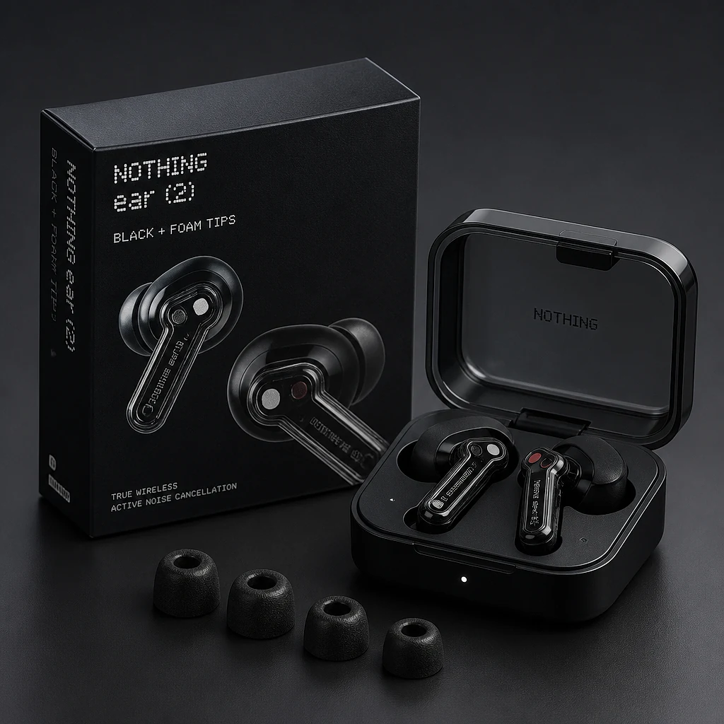 Nothing Ear (2) Black + Foam Tips